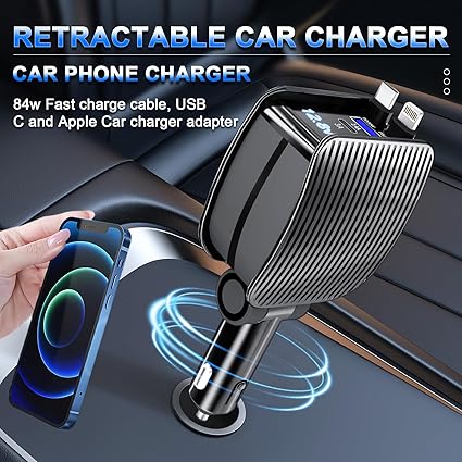 Retractable Car Charger 84W Power,(FREE DELIVERY)